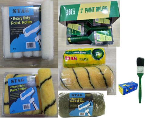 PAINT ROLLER AND BRUSH